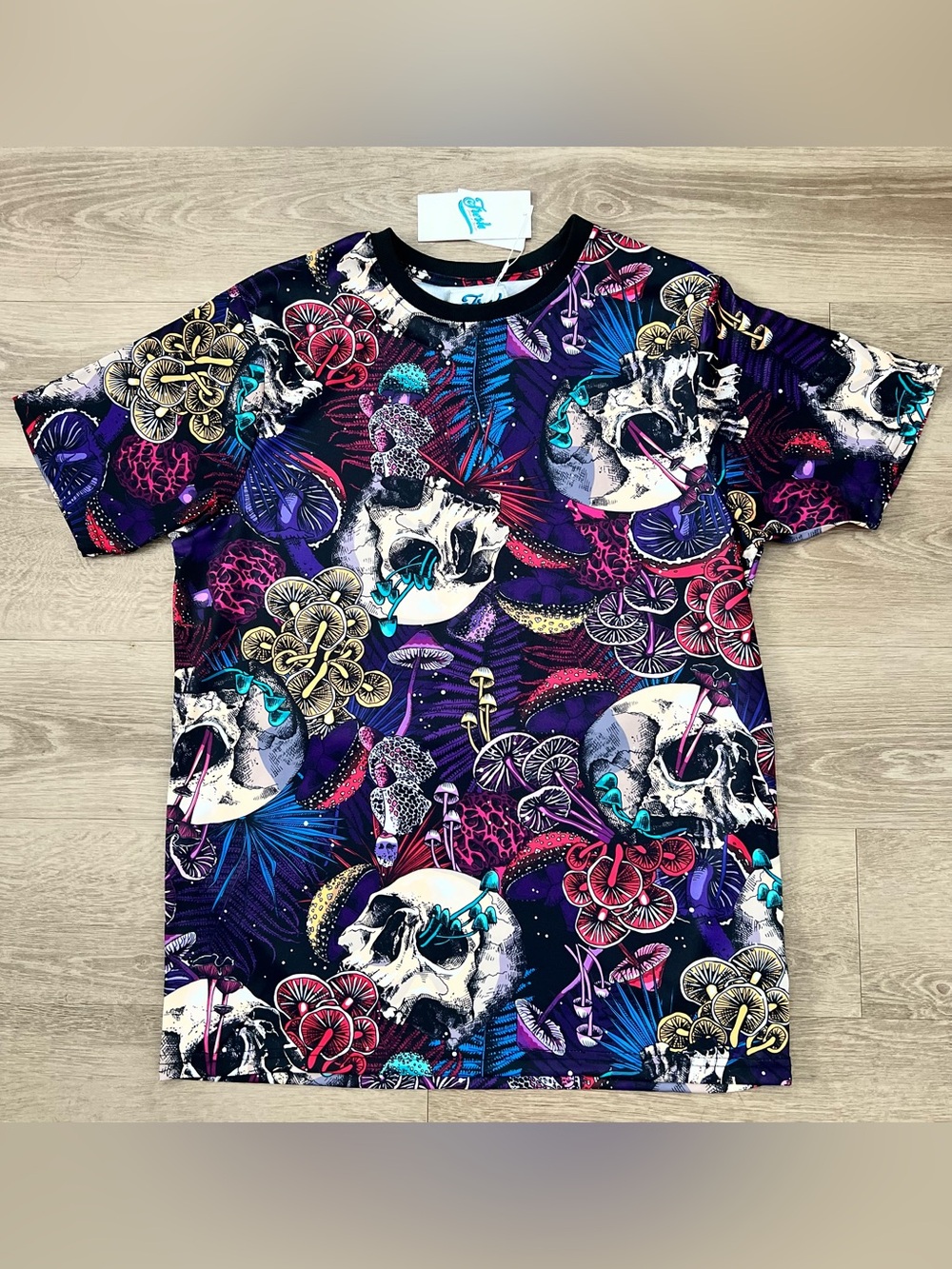 Vibrant Purple Skull & Floral Short Sleeve Tee for Kids